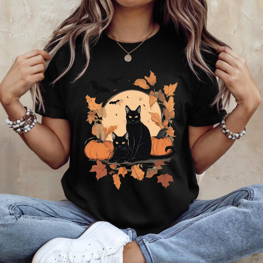 Halloween Cat Shirt, Cat Shirt, Ghost Cat Shirt, Halloween Shirt, Halloween Cat Tee, Cat Lover Shirt, Fall Black Shirt, Cat lady Shirt, Gift