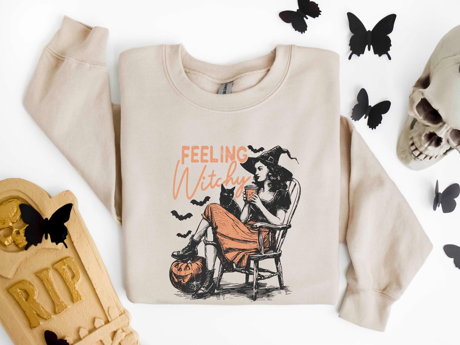 Feeling Witchy Sweatshirt,Witch Sweatshirt,Halloween Witch Sweatshirt,Crazy Halloween Gift,Witch Spell Sweatshirt,Woman Halloween Sweatshirt