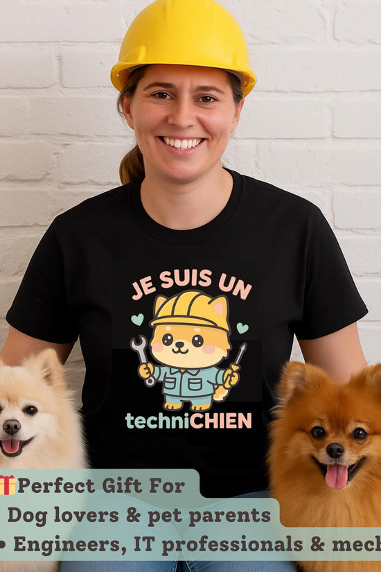 Kawaii Chibi 'Je suis un techniCHIEN' T-Shirt– Cute Dog Lover T-Shirts - Funny Dog T-Shirts • Technician Gifts • Kawaii Pomeranian Shirts