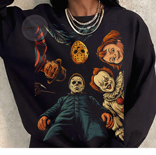 Retro Halloween, Halloween Characters Shirt, Halloween 2025, Sweatshirt