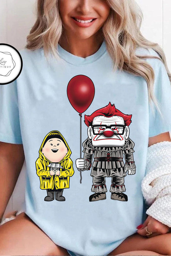 Disney Pixar Up Horror Character Pennywise Carl Fredricksen Russell Halloween T-Shirt, WDW Disneyland Halloween Party Matching Family Shirts