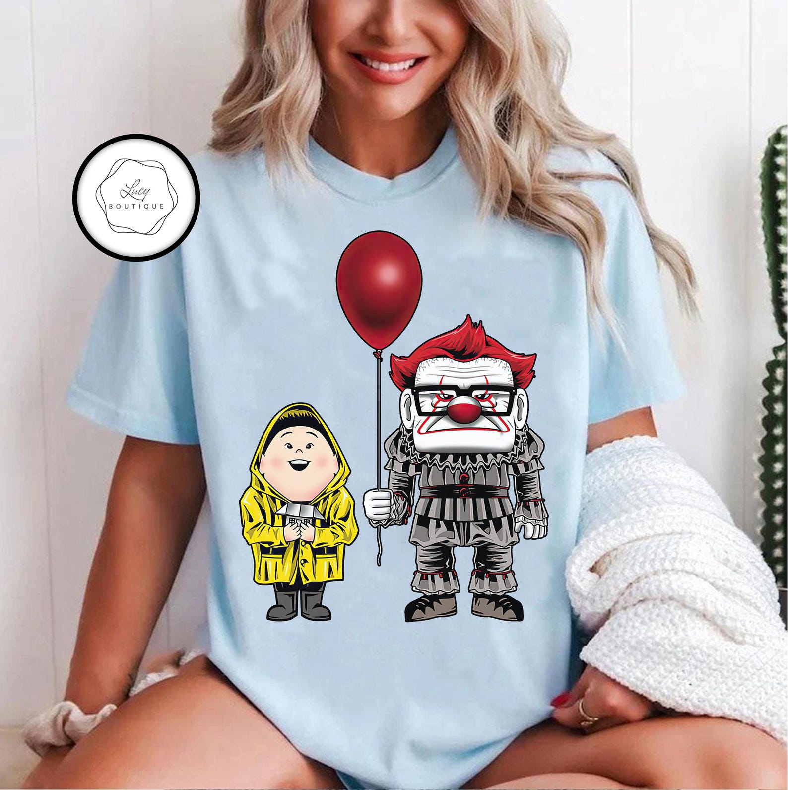 Disney Pixar Up Horror Character Pennywise Carl Fredricksen Russell Halloween T-Shirt, WDW Disneyland Halloween Party Matching Family Shirts