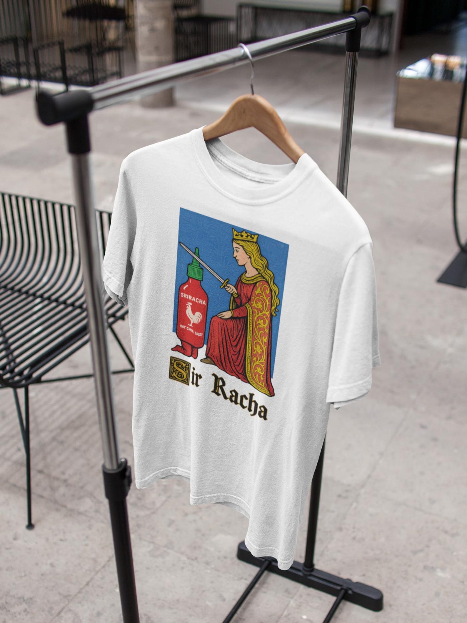 Sir Racha Tshirt, Sriracha Tshirt, Medieval art tshirt, sriracha fan merch, retro medieval tshirt, chili souce humor, funny meme tshirt