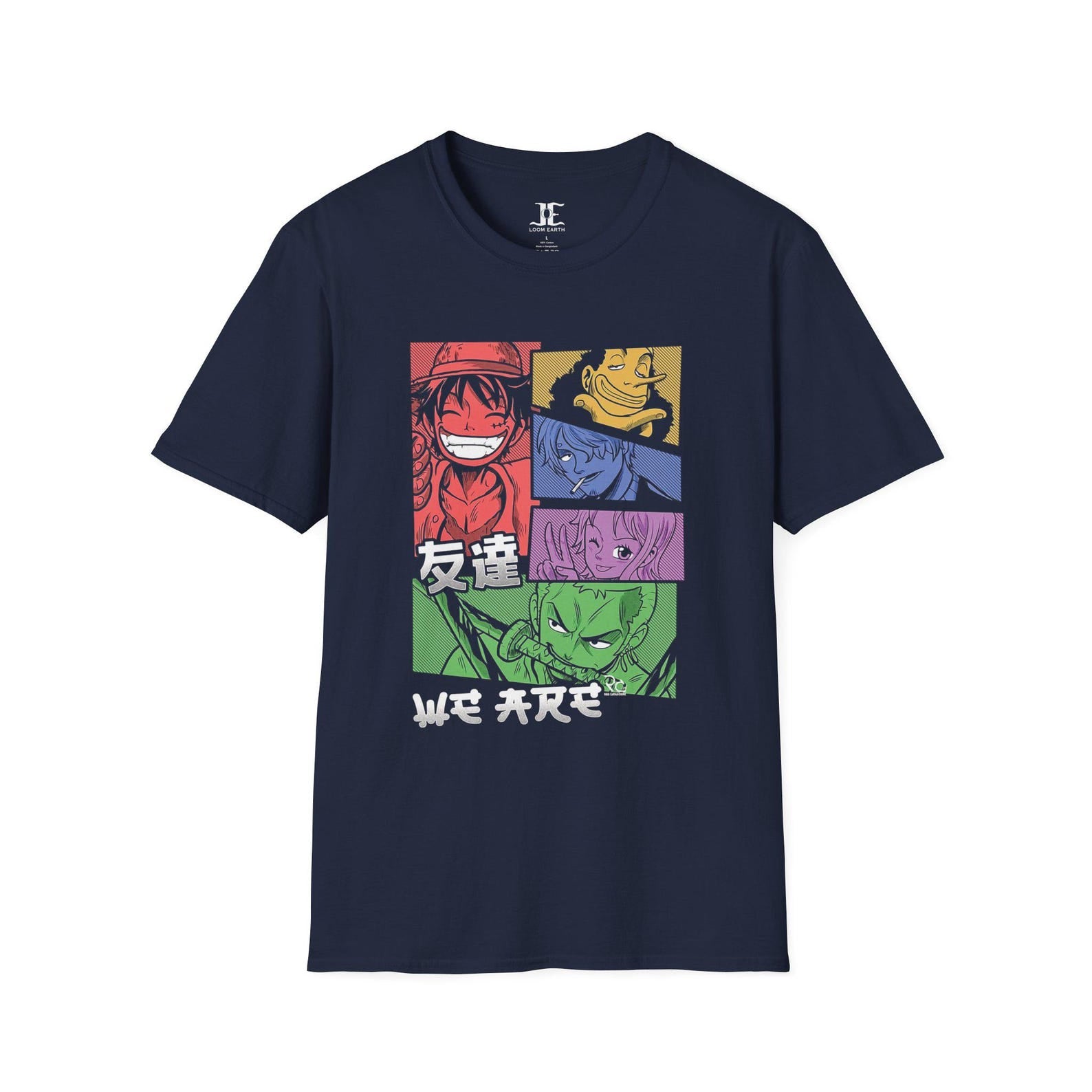 One Piece Anime T-Shirt Colorful Unisex Shirt with Luffy & Crew Otaku Clothing, Anime Gift Idea
