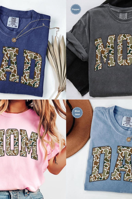 Camouflage Matching Mom Dad Shirt Set, Camo Dad and Mom Shirt, Mom Dad Gift, New Parents Gift for mom Gift for Dad, Matching Couple Shirt