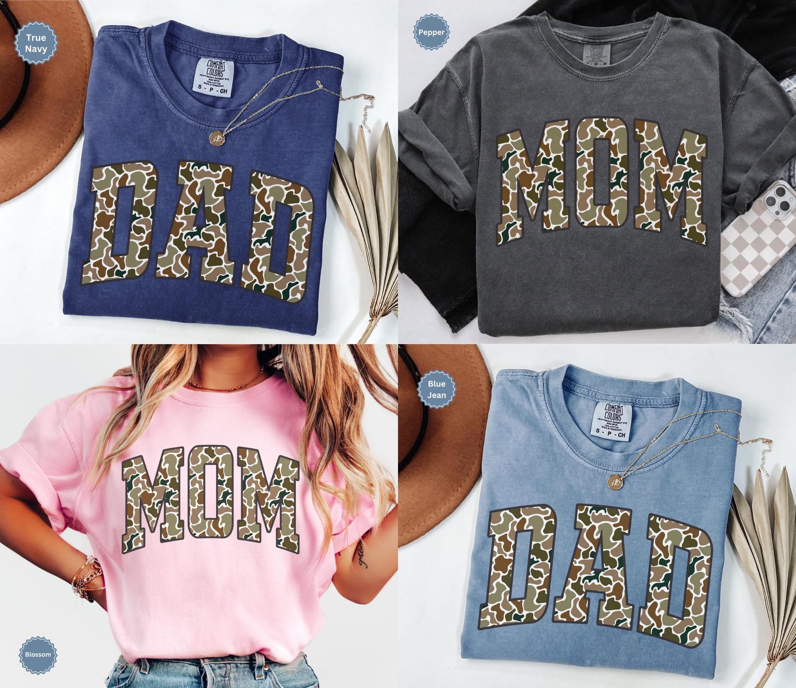 Camouflage Matching Mom Dad Shirt Set, Camo Dad and Mom Shirt, Mom Dad Gift, New Parents Gift for mom Gift for Dad, Matching Couple Shirt