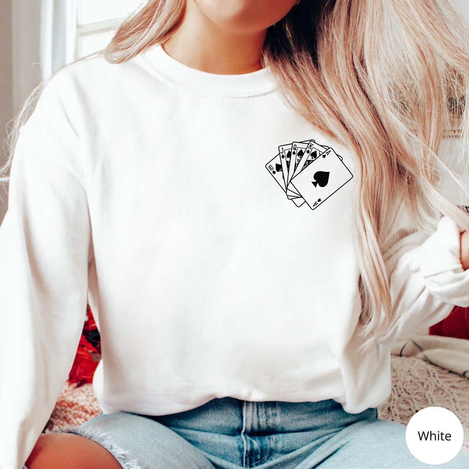 Graphic Poker Sweatshirt, Playing Poker Hoodie, Gift For Poker Player, Poker Sweatshirt, Night Game Sweatshirt, Graphic Casino Sweatshirt