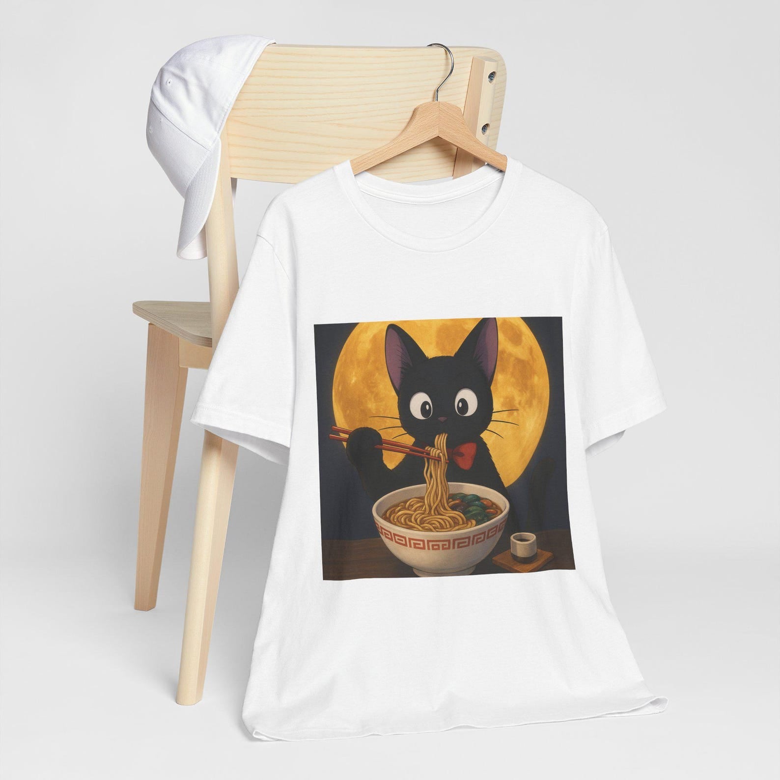 Cat Ramen T-shirt,jiji, Funny Cat T-Shirt, Unisex Graphic Tee, Cute Cat Apparel, Pet Lover Gift, Foodie Fashion