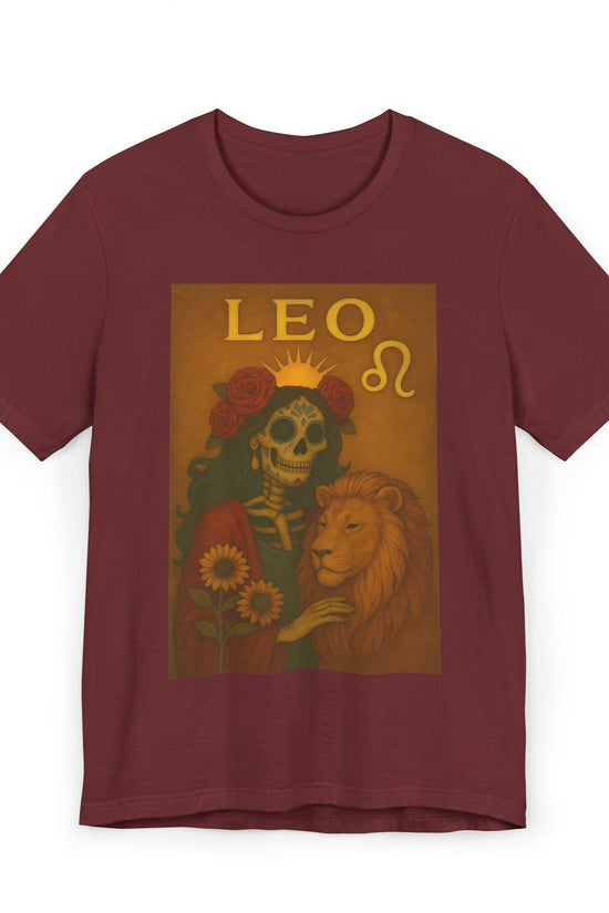 Leo Zodiac T-Shirt, Astrology Shirt, Halloween Shirt, Gift for Leo, Dia de los Muertos, Unisex Shirt for Astrology Lovers