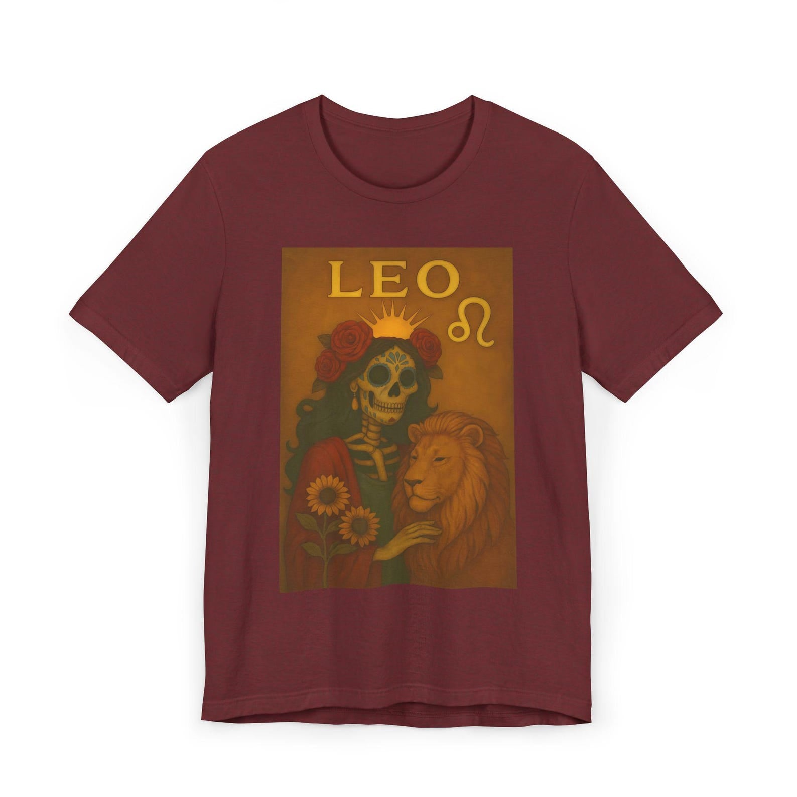 Leo Zodiac T-Shirt, Astrology Shirt, Halloween Shirt, Gift for Leo, Dia de los Muertos, Unisex Shirt for Astrology Lovers