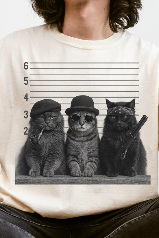 Funny Cat Gang Vintage Shirt, Cat Mugshot Meme Tee, Gangster Cat Graphic Shirt, Funny Animal Tee, Sarcastic Cat Shirt