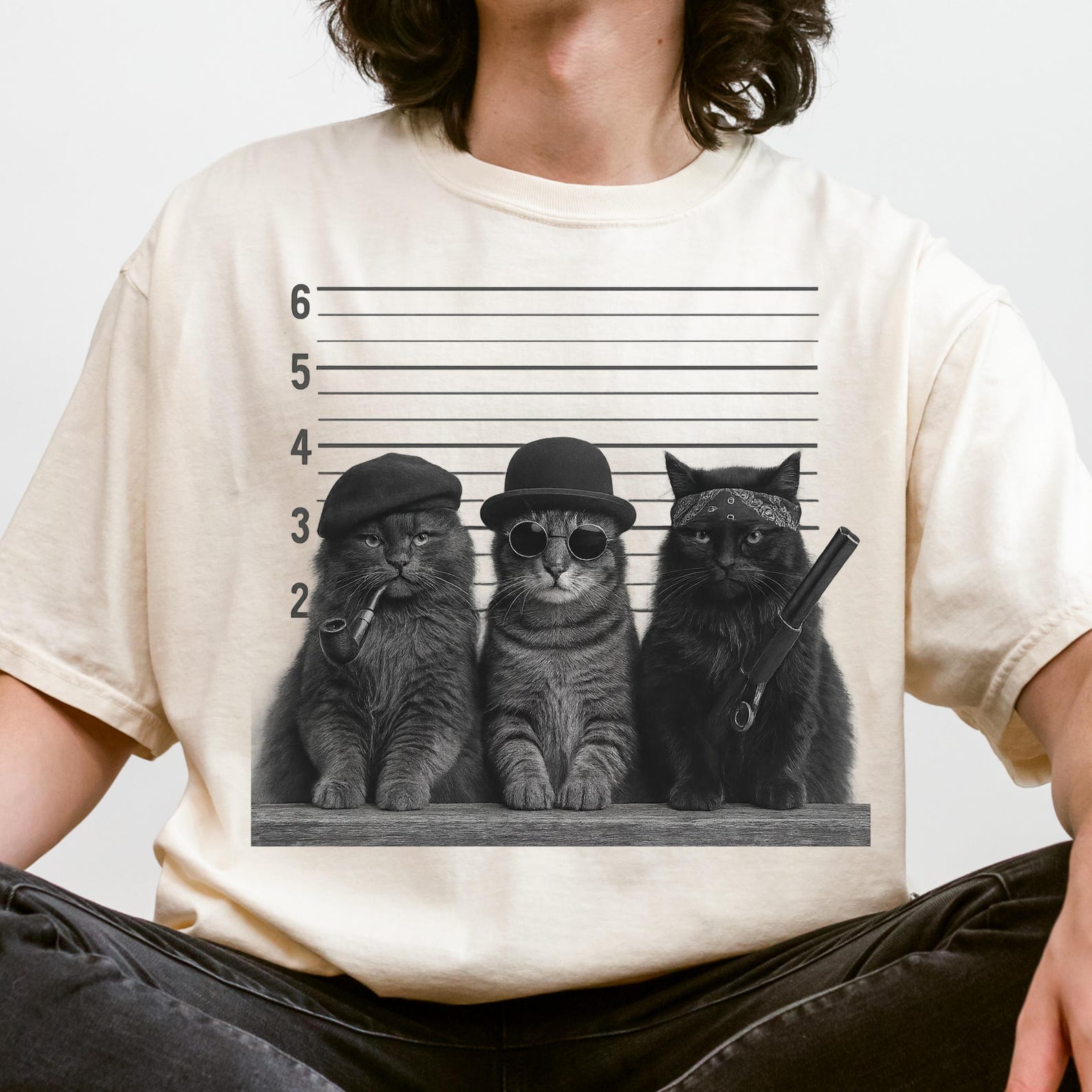 Funny Cat Gang Vintage Shirt, Cat Mugshot Meme Tee, Gangster Cat Graphic Shirt, Funny Animal Tee, Sarcastic Cat Shirt
