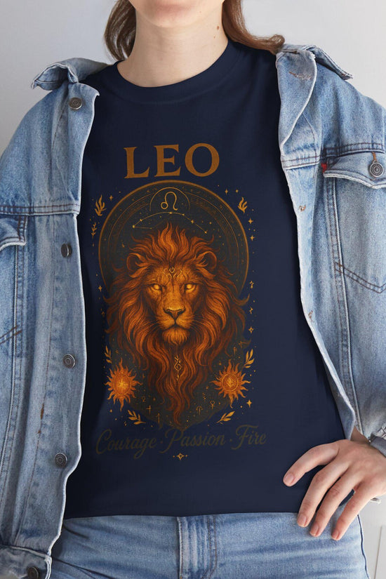 Leo Zodiac T Shirt Gildan 5000 Unisex Graphic Tee Courage Fire Sign Shirt Leo Birthday Gift for Astrology Lovers