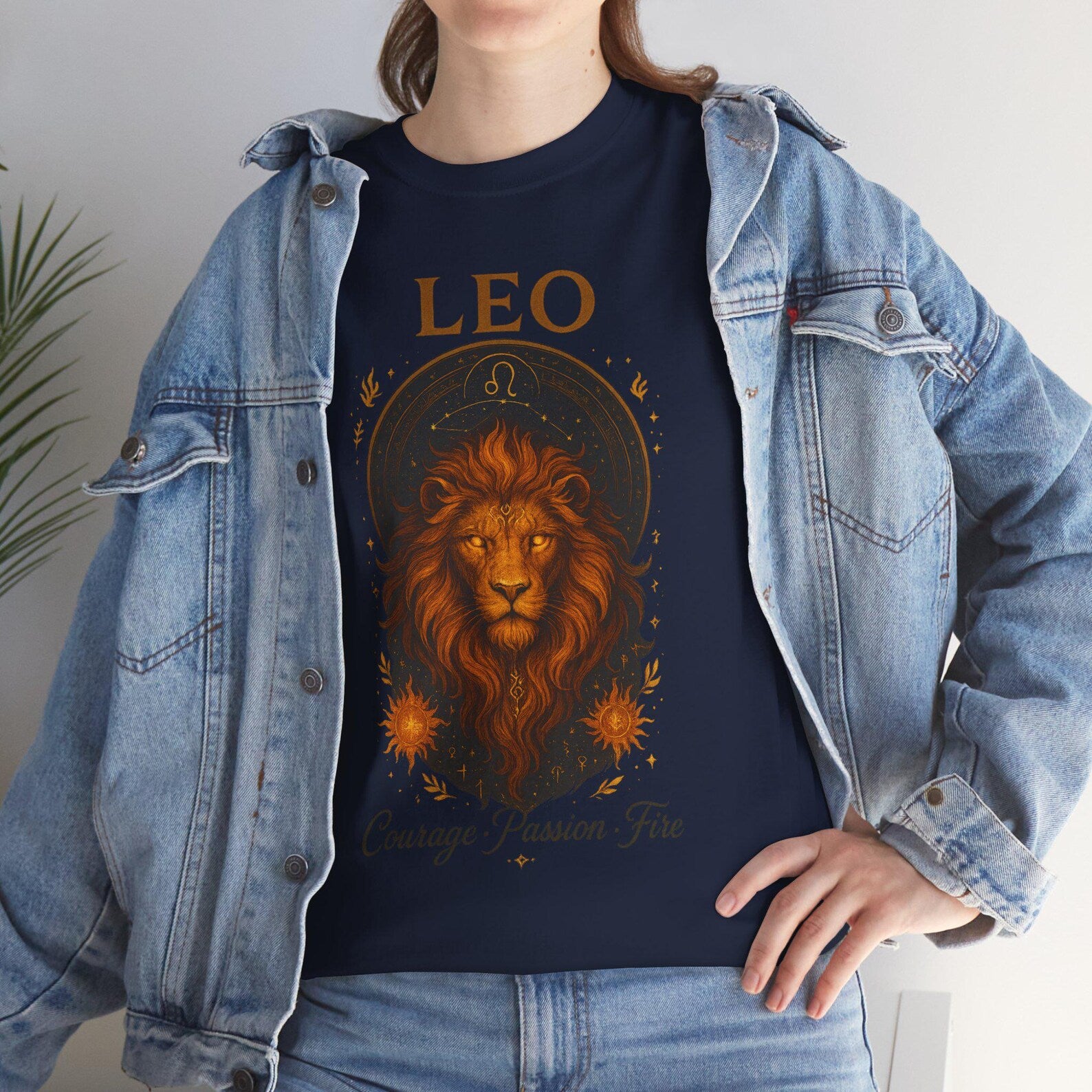 Leo Zodiac T Shirt Gildan 5000 Unisex Graphic Tee Courage Fire Sign Shirt Leo Birthday Gift for Astrology Lovers