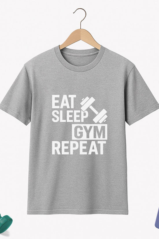Eat Sleep Gym Repeat Shirt Funny Motivational Workout T-Shirt Fitness Gift for Weightlifters Gym Lovers Bodybuilding Tee Men Women Training