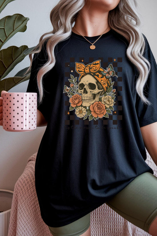 Floral Skull Shirt, Halloween Skeleton T-Shirt, Spooky Season Gift, Horror Skull Tee, Trick or Treat T Shirt, Creepy Fall Autumn Season Gift