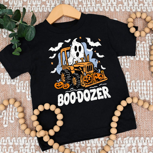 Funny Halloween Construction T shirt, Boo-Dozer Toddler Graphic Tee, Cute Bulldozer Halloween Shirt for Boys,Trendy boy Halloween shirt gift