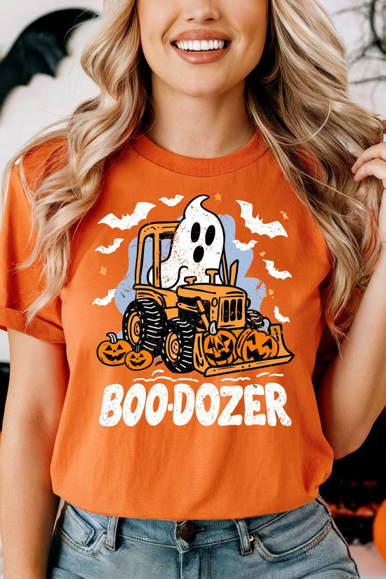 Funny Halloween Construction T shirt, Boo-Dozer Toddler Graphic Tee, Cute Bulldozer Halloween Shirt for Boys,Trendy boy Halloween shirt gift