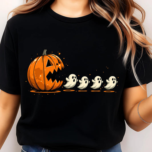 Halloween Pumpkin Chasing Ghost Shirt, T-Shirt