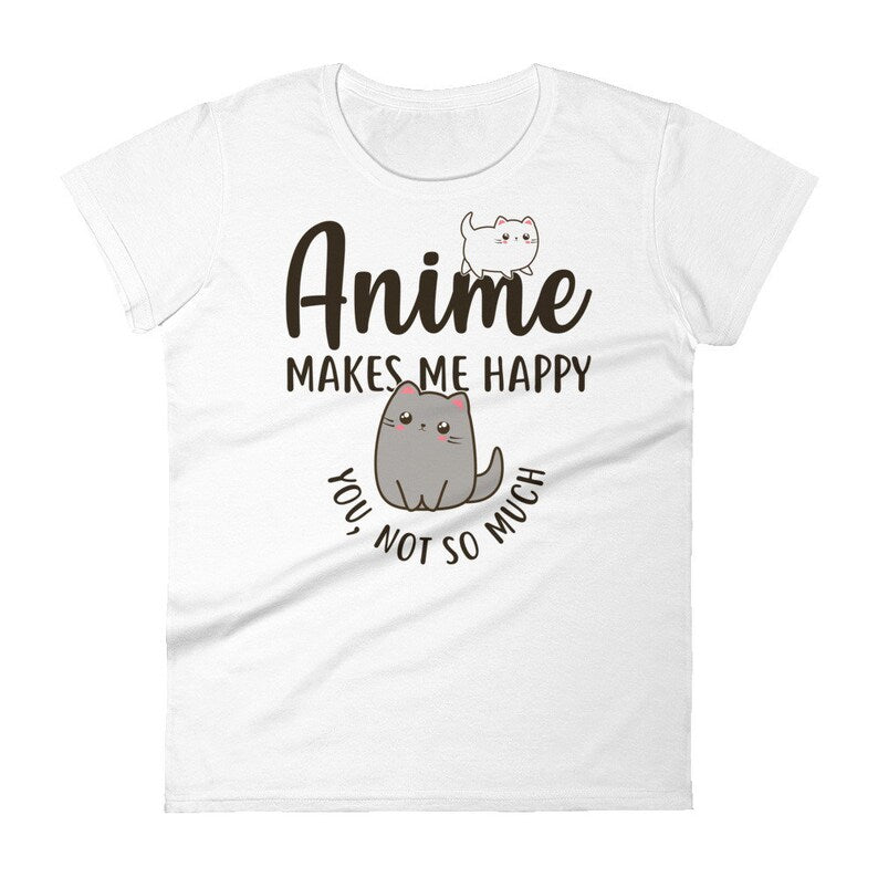 Funny Anime Shirt, Cute Manga Cat Lover Gift, Japanese T-shirt, Japan Tshirt, Nerd, Geek, Gaming, Otaku, Kawaii Meme Tee, White Pet Kitten