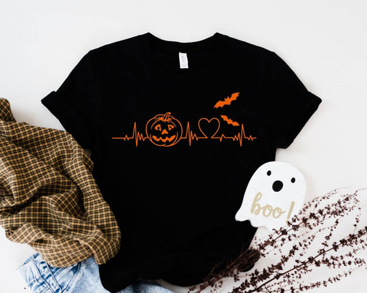 Halloween Pumpkin Heartbeat Shirt, Halloween Pumpkin Shirt, Funny Halloween T-Shirt, Halloween Gifts, Fall Shirt, Pumpkin Shirts, Fall Gifts
