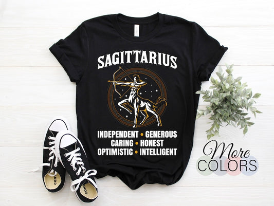 Sagittarius Traits Rules Facts Horoscope Zodiac Sign T-Shirt, Sagittarius Gift Tees, November 22 - December 21 Birthday Present Mom Dad,