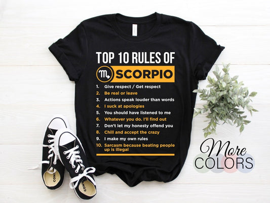 Scorpio Facts Traits Astrological Zodiac Sign T-Shirt, Scorpius Born October November Month Gift, Birthday Present, Horoscope Astrology Tees