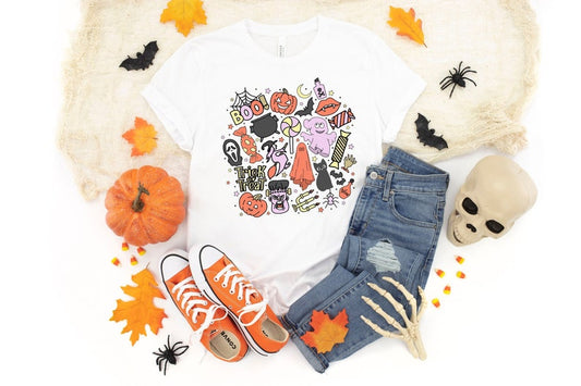 Cute Halloween Theme Shirt for Women, Halloween T-Shirts, Cute Teacher Halloween T-Shirts, Mom Halloween T-Shirts, Fall Shirts