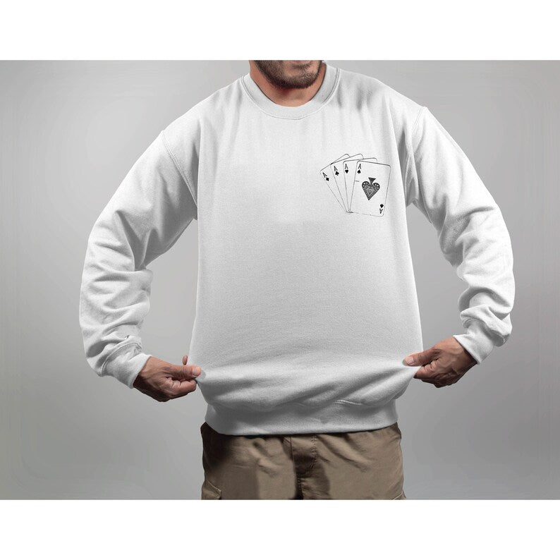 Pocket Aces Poker Sweatshirt, Las Vegas Sweater, Poker Lover Crewneck Sweater, Bluffing Shirt, Poker Gift, Poker Shirts, Gambler