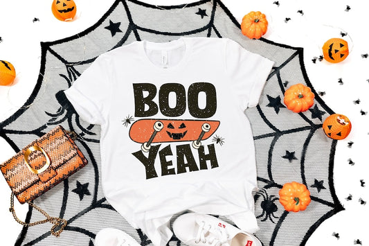 Boo Yeah Skateboard Shirt, Funny Halloween Shirt, Halloween Shirt, Fall Shirt, Skateboard Pumpkin Shirt, Halloween T-shirt, Cute Halloween