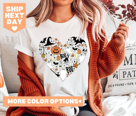 Cute Halloween Theme Shirt for Women, Halloween T-Shirts, Cute Teacher Halloween T-Shirts, Mom Halloween Shirt, Fall Shirts,Happy Halloween