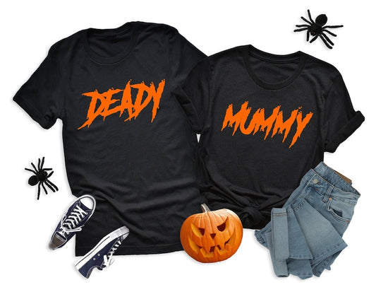 Mom and Dad Matching Halloween Shirts, Mummy and Deady, Halloween Pregnancy Announcement Shirts, Halloween Family Shirts, Matching Costumes