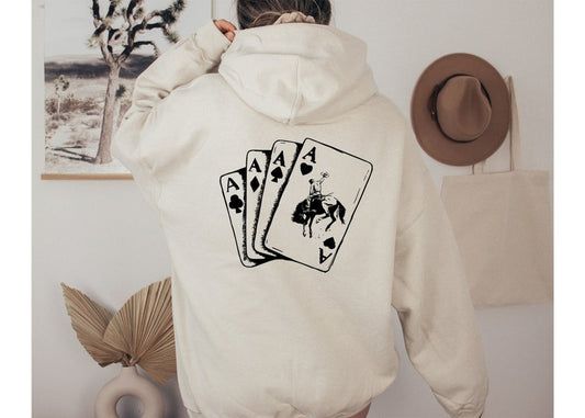 Ace Card Cowboy Hoodie,Playing Card Sweatshirt,Poker Card Games Sweatshirt,Country Girl shirt,Western Sweatshirt,Country Sweatshirt