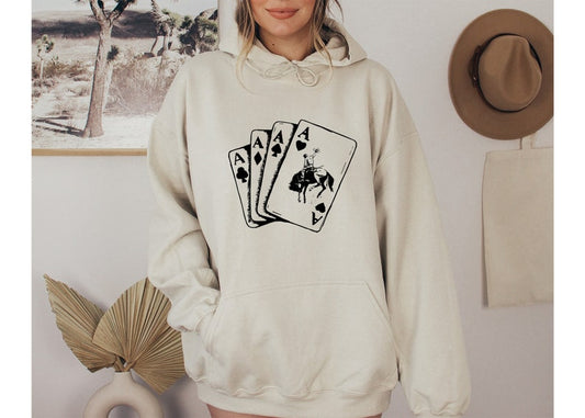 Ace Card Cowboy Hoodie,Playing Card Sweatshirt,Poker Card Games Sweatshirt,Country Girl shirt,Western Sweatshirt,Country Sweatshirt