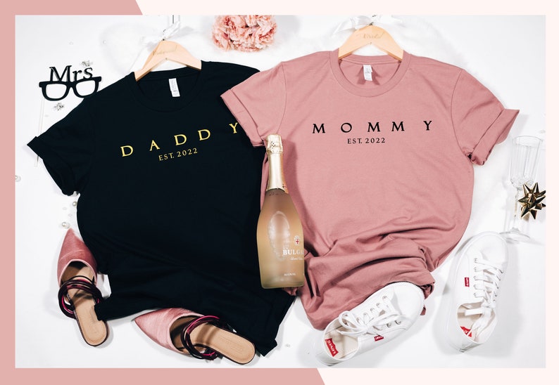 Mommy and Daddy Shirt - Mom and Dad Shirts - New Mom Shirt - New Dad Shirt, Mom and Dad Matching T-shirts