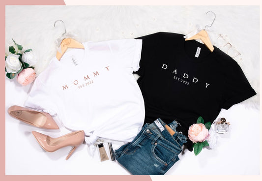 Mommy and Daddy Shirt - Mom and Dad Shirts - New Mom Shirt - New Dad Shirt, Mom and Dad Matching T-shirts