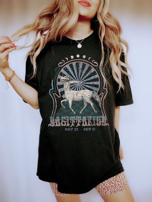 Sagittarius Zodiac Vintage Tee, Celestial Sagittarius Shirt, Oversized, Astrology, Horoscope, Birthday Gift, Gift For Her, Comfort Colors