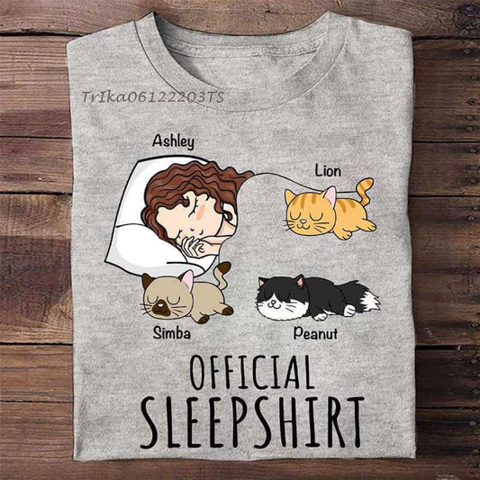 Personalized Chibi Girl Pet Sleepshirt, Official Pet Sleep Shirt, Sleepover Shirt For Pet Lover, Cat Pijama Gift for Mom, Friendship Gifts
