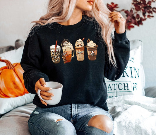 Halloween Horror Coffee Sweatshirt,, Halloween Sweatshirt, Spooky Season Sweater
