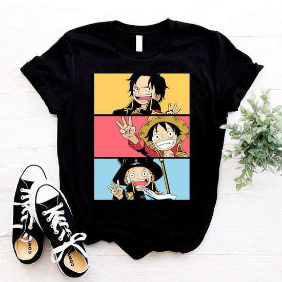 Luffy One Piece Anime Shirt, Straw Hat Pirates Manga Shirt, Luffy Brothers, Mugiwara Japanese Unisex Tee