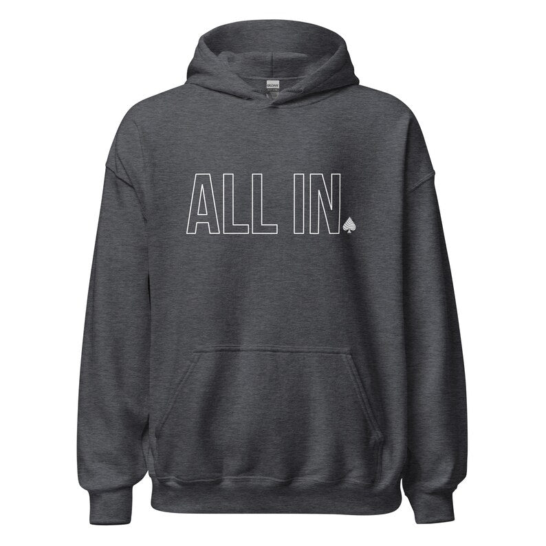 Poker Hoodie Gift For Poker Player Sweatshirt for Poker Gift for Him Texas Hold'em Pull-over Hoodies ALL IN Modern Design