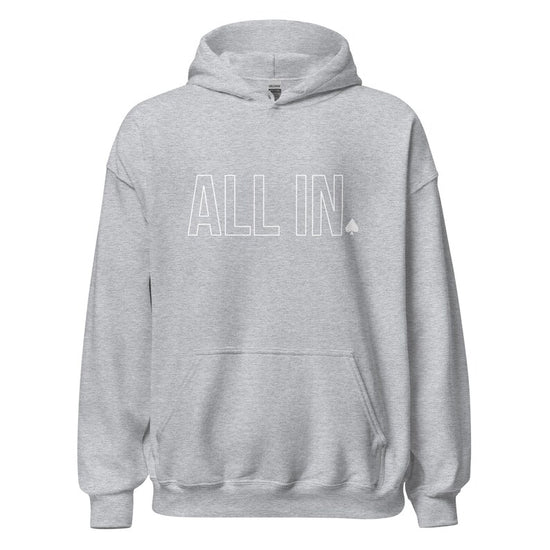 Poker Hoodie Gift For Poker Player Sweatshirt for Poker Gift for Him Texas Hold'em Pull-over Hoodies ALL IN Modern Design