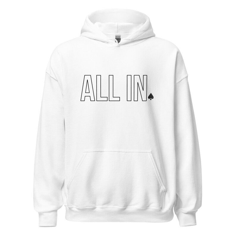 Poker Hoodie Gift For Poker Player Sweatshirt for Poker Gift for Him Texas Hold'em Pull-over Hoodies ALL IN Modern Design