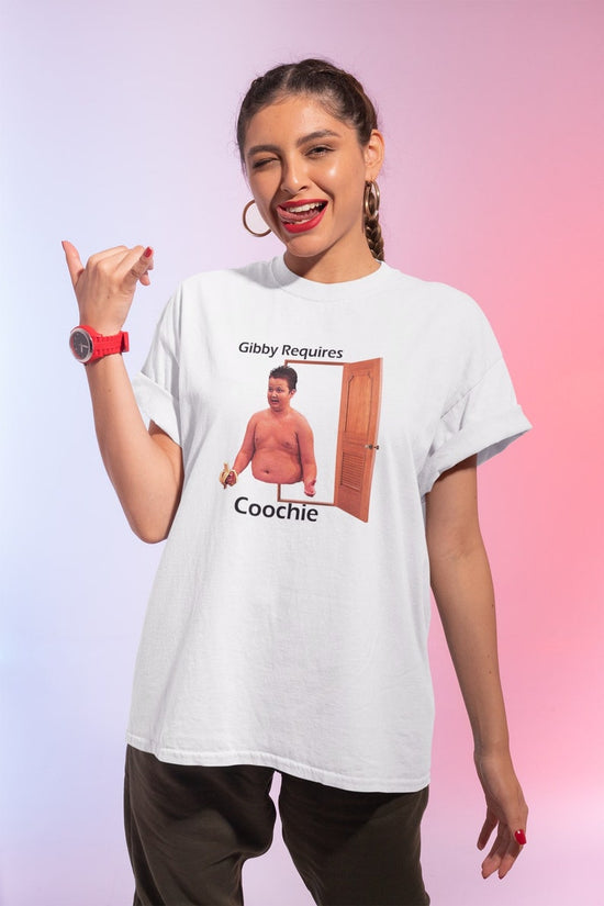 Gibby Requires Coochie Meme T-shirt, Funny Unisex Meme Tee, Viral TV Show Meme Shirt, Hilarious Gibby Meme Gift