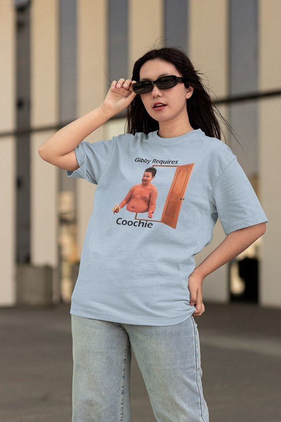 Gibby Requires Coochie Meme T-shirt, Funny Unisex Meme Tee, Viral TV Show Meme Shirt, Hilarious Gibby Meme Gift