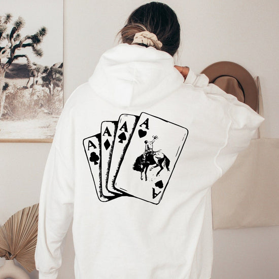 Ace Card Cowboy Hoodie, Cowboy Style, Western Apparel, Country Hoodie, Rodeo Fashion, Western Wear, Gambler Gift, Rustic Hoodie,