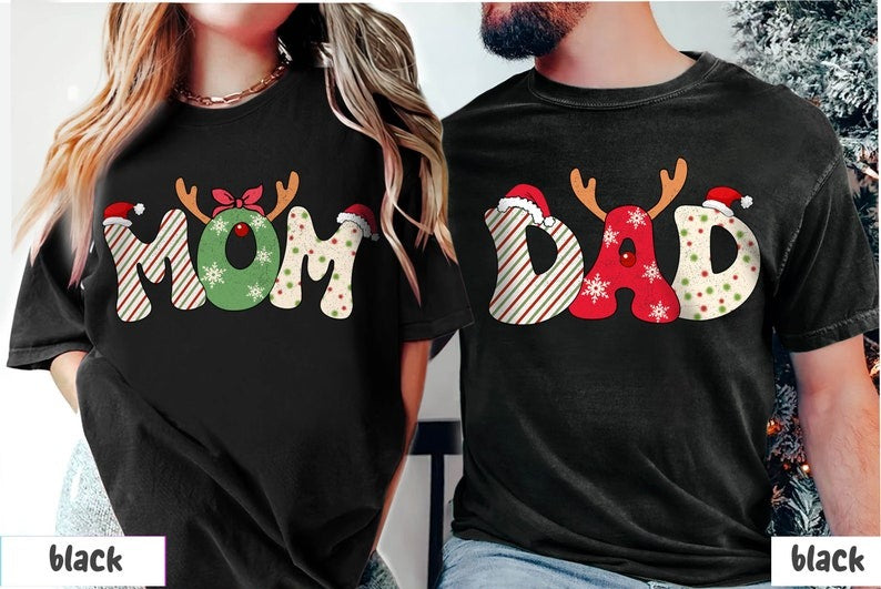 Mom and Dad Christmas Shirt, Christmas Mom Sweatshirt, Family Christmas Sweater, Christmas Couple Sweater, Holiday Mom Shirt, Couple Tees