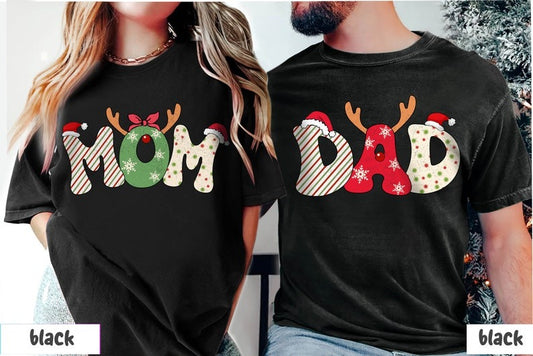 Mom and Dad Christmas Shirt, Christmas Mom Sweatshirt, Family Christmas Sweater, Christmas Couple Sweater, Holiday Mom Shirt, Couple Tees
