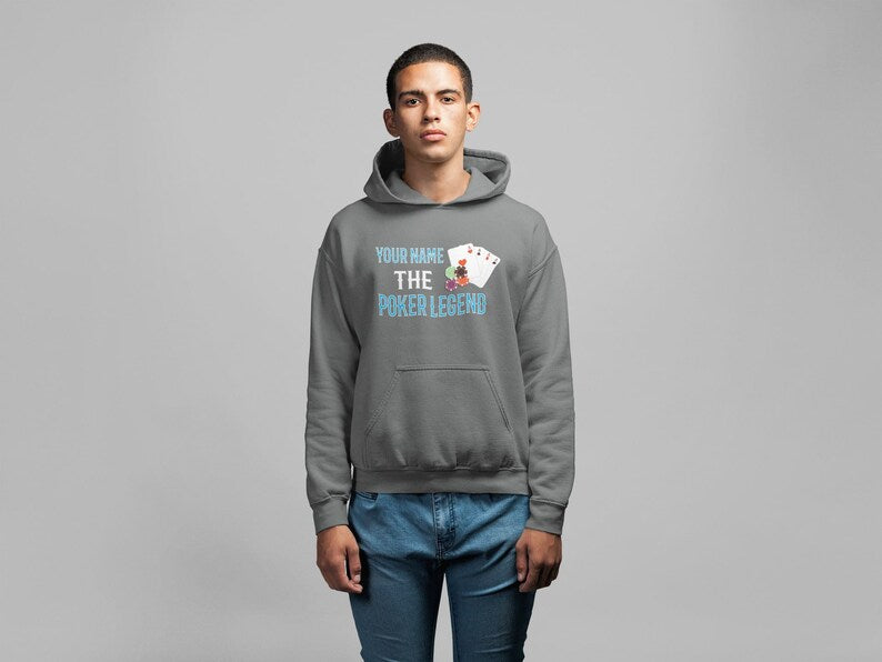 PERSONALISED Poker Hoodie Your Name The Poker Legend High Quality Hooded Top add any name custom gift for card player