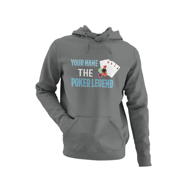 PERSONALISED Poker Hoodie Your Name The Poker Legend High Quality Hooded Top add any name custom gift for card player